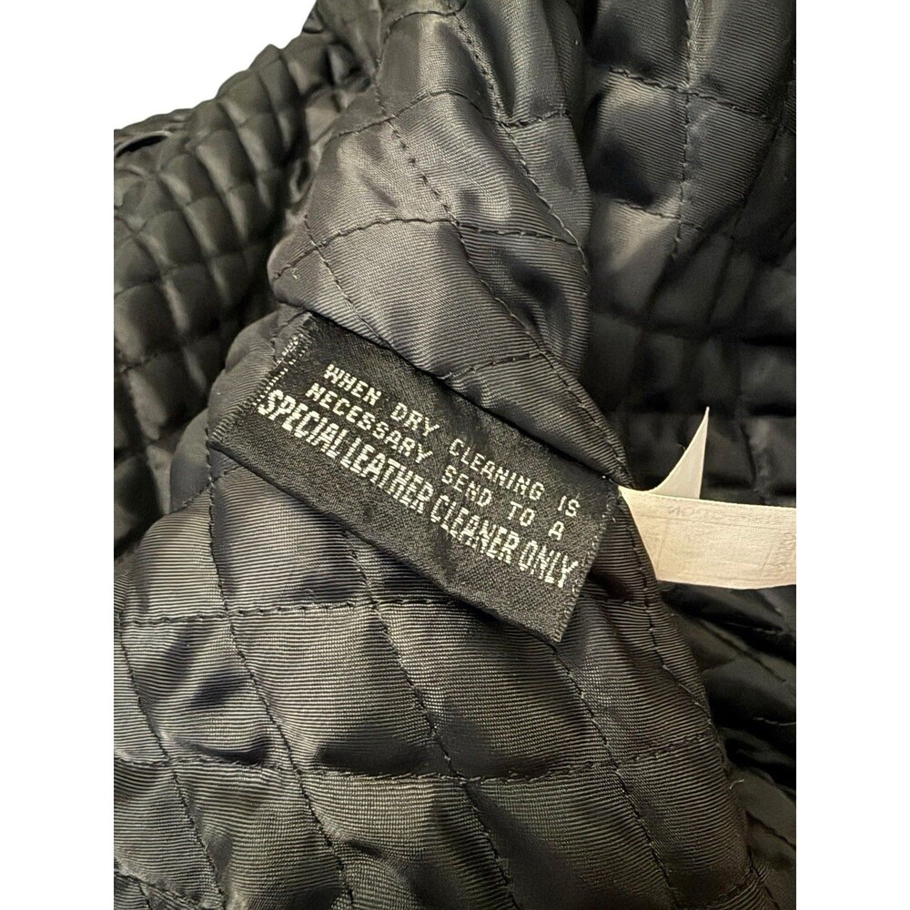 Vintage Wilsons Leather Maxima Black Leather Faux Fur Hood Toggle Coat M - Picture 13 of 16